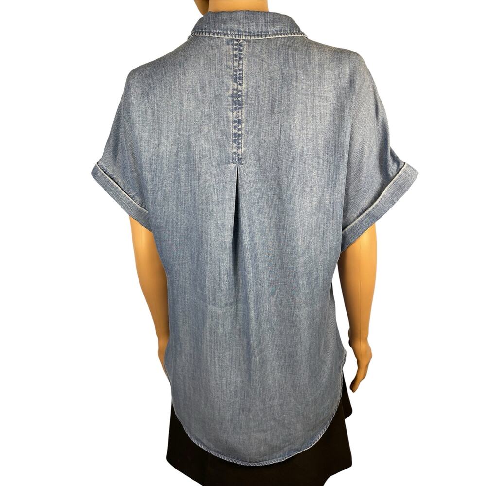 Quince Chambray Tencel Short sleeve shirt M Medium Indigo - Picture 6 of 9